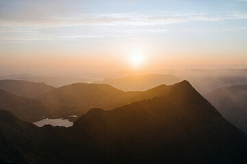 Sunrise view of Helvellyn range at the Lake District in England
