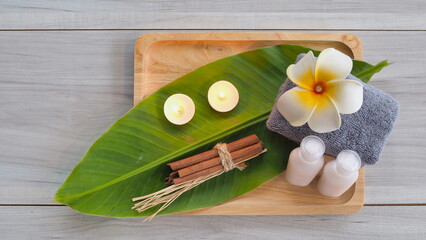 Closeup of Spa accessories,Beautiful composition of spa , spa relax concept, herbs for massage,...