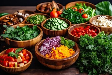 Fototapeta premium Salad with vegetable and fruit (Ai generated)