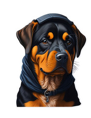 Sticker Cute Rottweiler Transparent Background, Generative AI