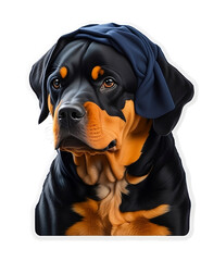 Sticker Cute Rottweiler Transparent Background, Generative AI