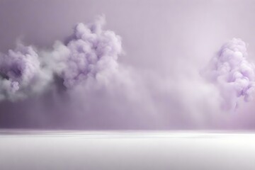 Naklejka premium A Beautiful Abstract Modern Light Lilac Backdrop for a product presentation with a smooth floor and trailing smoke Generative AI