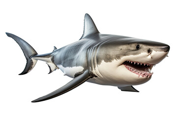 Fototapeta premium shark dangerous, wild, jaws, on transparent background (PNG). Generative AI.