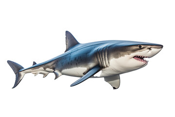 Fototapeta premium shark dangerous, wild, jaws, on transparent background (PNG). Generative AI.