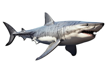 Fototapeta premium shark dangerous, wild, jaws, on transparent background (PNG). Generative AI.
