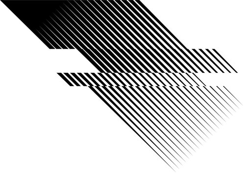Striped black pattern on a white background of broken lines. Design element. Modern vector background.