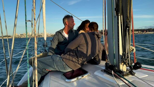 Diverse lesbian gay LGBTQ friends adventure sailing travel San Francisco 