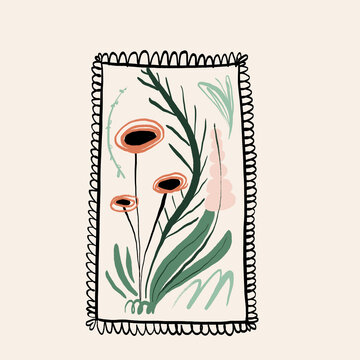 Vector design of painting with flowers hanging on white background