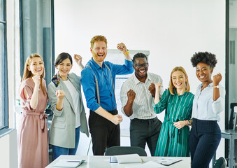 business team businesswoman success meeting office teamwork happy portrait businessman together education cheerful celebration colleague celebrating group successful startup