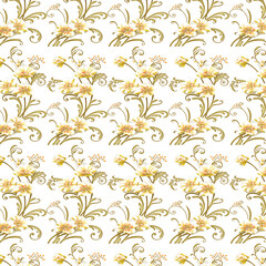 Seamless vector floral pattern. Classic illustration. Toile de Jouy