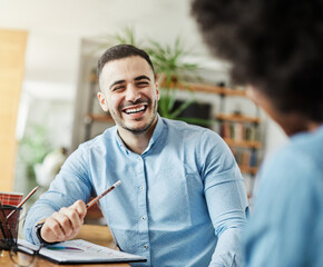 man portrait business businessman office young student happy lifestyle job laughing chatting...