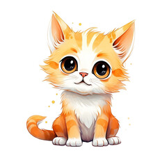 An orange cat is looking at you. on a transparent background