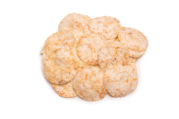 Rice chips isolated on white background.