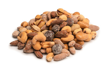  A group of almonds, pistachios, walnuts, macadamia, cashews.