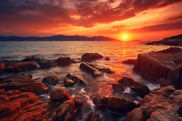 Fototapeta na wymiar Sunset over the sea colorful sunset on the sea photography