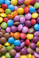 Multicolored chocolates with chocolate filling