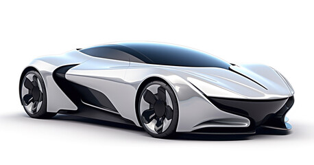 Plakat Futuristic fancy car vehicle isolated on white background generative AI illustration. Future vehicles concept