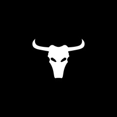 Bull head logo design icon isolated on black background 