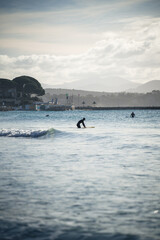 surfing in the ocean