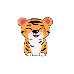 Cartoon smile tiger, cute animal