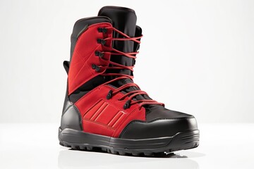 Stylish Red and Black snowboard boot, Isolated on a Clean White Background, Perfect for Winter Fashion and Sports Apparel Concepts