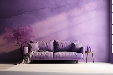 sofa in a room with a light