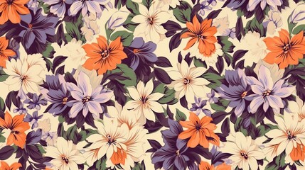 Fototapeta na wymiar Retro Floral, vintage painting for background (Ai generated)