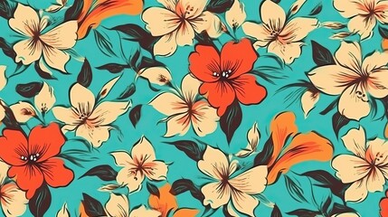 Retro Floral, vintage painting for background (Ai generated)