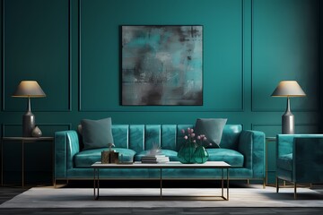 Livingroom interior with sofa, modern, home mock-up