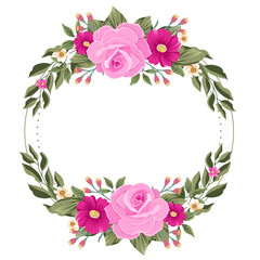 frame of roses ,flower rose vector with circle for background, texture, wrapper pattern, frame or border , greeting card