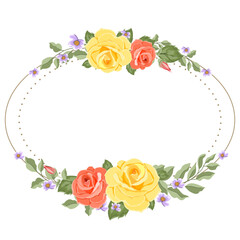 frame of roses , flower rose vector with circle for background, texture, wrapper pattern, frame or border , greeting card