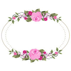 pink roses frame ,flower rose vector with circle for background, texture, wrapper pattern, frame or border , greeting card