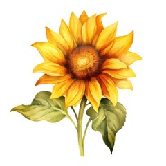Naklejka premium Colorful watercolor sunflower illustration on a white background. Generative AI