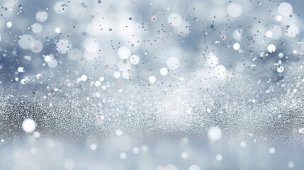 Christmas background with snowflakes and bokeh glitter effect with room for copy. AI generative art.