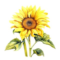 Naklejka premium Colorful watercolor sunflower illustration on a white background. Generative AI