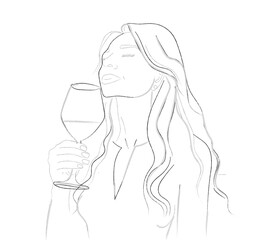 Woman wine tasting vector. Sommelier aroma banner, storyboard