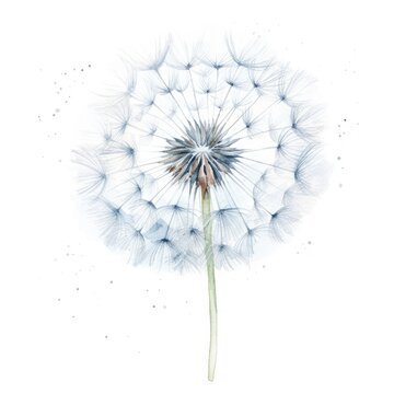 Colorful watercolor dandelion illustration on a white background. Generative AI