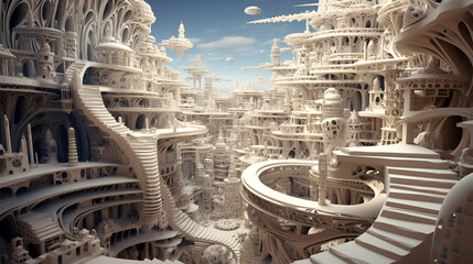 Surreale, fraktale Fantasiewelt, Generative AI © Christian Rabenstein