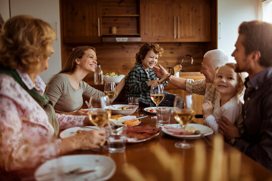 Multigenerational family having a lunch together at home