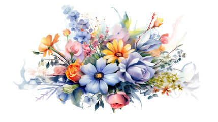 Obraz na płótnie Canvas Isolated PNG cutout of a Watercolor floral bouquet illustration, Generative ai