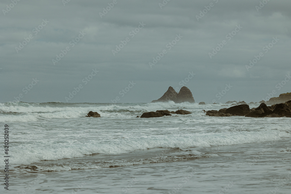 Wall mural waves crashing on rocks, Playa de Benijo