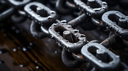 close up of a metal chain. chain with links. a background with a heavy metal chain