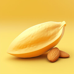 Almond and nuts in yellow background