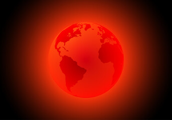 Desintegración del planeta Tierra por el calentamiento global, la ola de calor o el cambio climático. Elevación de temperatura de la Tierra. 