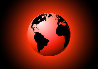 Planeta Tierra al rojo vivo por el calentamiento global, la ola de calor. Desastre natural. Cambio climático. Sequía global