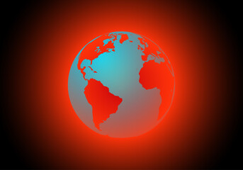 Planeta Tierra al rojo vivo desintegrándose por el calentamiento global, la ola de calor. Desastre natural. Cambio climático