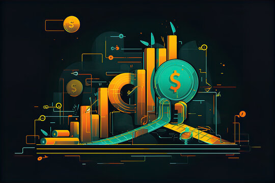 american dollar coin financial trading theme illustration background