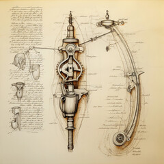 Leonardo's Ingenious Designs: Hand-Drawn Illustration of a Da Vinci Machine