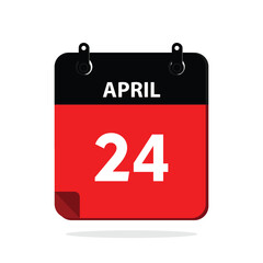 calender icon, 24 april icon with white background