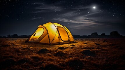 tent in the night - obrazy, fototapety, plakaty